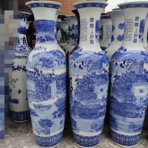 Grande <span class=keywords><strong>Vaso</strong></span> da Terra in <span class=keywords><strong>Ceramica</strong></span> <span class=keywords><strong>Blu</strong></span> e Bianca in Stile Cinese per Decorazione Hall Hotel - Product Image 4