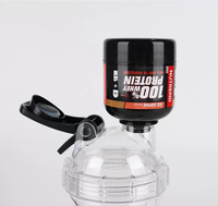 Bouteille de protéines en poudre portable personnalisée de 100 ml en plastique, avec entonnoir, mini-gobelet et porte-clés pour protéines de lactosérum, idéale pour l'extérieur