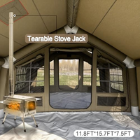 Tente gonflable de luxe 17,28 m² avec cheminée, en PVC, 3 chambres et salon, imperméable, portable, installation facile pour le camping