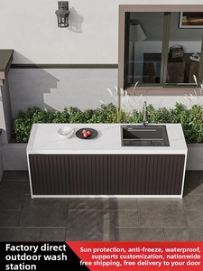 Mueble de Almacenamiento con <span class=keywords><strong>Lavabo</strong></span> de Piedra Sinterizada Efecto Panal, Resistente al Agua y al Sol, para Exteriores, Ideal para Hoteles y Jardines - Product Image 3