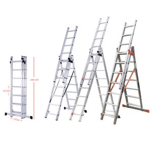 Multipurpose Triple Extension Step Ladder Portable Folding Ladder PE Outdoor Foldable Stairs 13 Meter Bag Sale for Aluminum 28cm