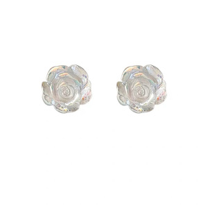 Cool Rose Stud Earrings 6mm 8mm Titanium Steel Ear Post Zinc Alloy Flower Shape For Women Gift - Product Image 5