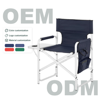 Chaise de camping moderne portable et pliante en aluminium Siège de directeur confortable Porte-gobelet Sac de magazines Durable Entrée extérieure Salle à manger