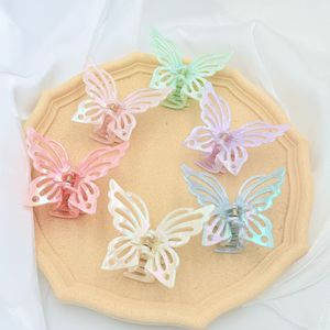 Pince à <span class=keywords><strong>cheveux</strong></span> papillon ajourée ultra féerique en plastique électroplaqué coloré, sensation haut de gamme, grande pince requin - Product Image 5