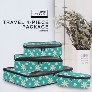 Organiseurs de bagages pliables à motif de fleurs de Tiare hawaïennes, ensemble de 4 cubes de rangement, logo personnalisé, cubes de rangement pour valise - Product Image 5