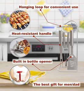 Ensemble d'accessoires pour barbecue en acier inoxydable avec boîte en aluminium, outils pour barbecue, ustensiles pour la cuisson en plein air et le camping - Product Image 5
