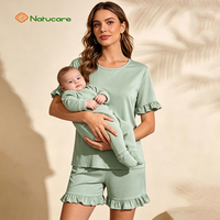 Ensemble pyjama deux pièces pour femmes, haut à manches courtes et short avec détails à volants, vêtements de nuit