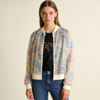 Veste bomber en maille transparente à paillettes personnalisée pour femmes