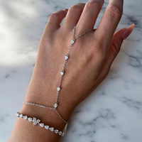 Poire Forme CZ Bijoux D'été 925 En Argent Sterling Femmes Bijoux Plaqué Or Main Chaîne Bracelet