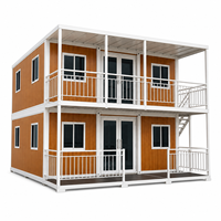 Maison préfabriquée moderne à deux étages, construction modulaire en conteneurs avec balcon pour villa, appartement et maison d'hôtes