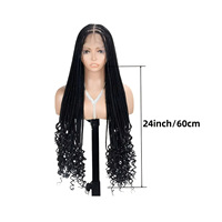 Perruque de cheveux au crochet transfrontalier tresse à trois brins queue de fleur tresse tressée extensions de cheveux bouclés dreadlock casquette moyenne pleine dentelle