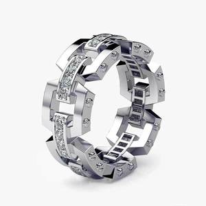 Anello da uomo in rame con zirconi intarsiati, elegante gioiello da mano per cerimonie e uso quotidiano - Product Image 6