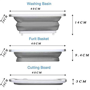Planche à découper pliable multifonctionnelle avec bac intégré pour fruits et légumes, idéale pour pique-nique et cuisine – Vente en gros - Product Image 4