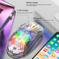 XYH20 2.4Ghz Mouse Gaming Nirkabel RGB Bersinar, Dapat Diprogram 6 Tombol, Sensor Optik untuk Tangan Kanan, Cangkang Transparan, Tersedia