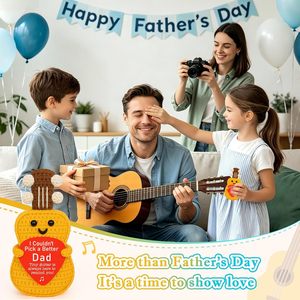 Bambola all'uncinetto personalizzata a forma di <span class=keywords><strong>chitarra</strong></span>/ukulele <span class=keywords><strong>con</strong></span> biglietto positivo, decorazione da scrivania, regalo di compleanno per mamma, papà, figlio - Product Image 2