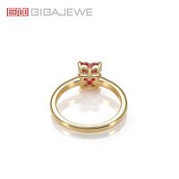 Bague de fiançailles solitaire GIGAJEWE en or massif 9K 14K 18K avec moissanite rose taille trèfle 1,2 ct 7 mm