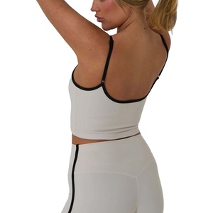 OEM Sleeveless Yoga <b>Vest</b> Sport Singlet Anti-bobble Contrast Piping 3D Silicone logo Ladies tank <b>Top</b> for <b>Women</b> - Product Image 3