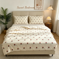 Parure de lit en polyester personnalisable, douce et respirante, avec housse de couette, drap-housse et taies d'oreiller, pour la maison et l'hôtellerie, vente en gros