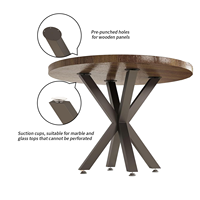 Pieds de table 28 pouces pour le café de bricolage, tables à manger-Base en métal robuste pour verre, marbre, dessus en bois-Noir