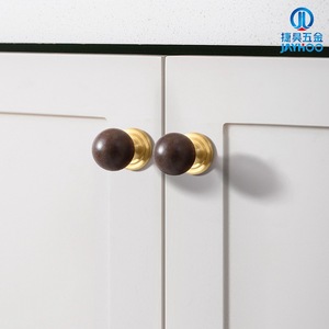 JAYHOO ลูกบิดตู้ไม้วอลนัทสไตล์ฝรั่งเศส ด้ามจับลิ้นชักทรงกลมทองเหลืองสำหรับตู้ ติดตั้งแบบโมดูลาร์ - Product Image 5