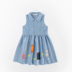 Ropa para Bebés de 1 Año, Vestidos Lindos y Encantadores para Niñas, Vestido de Mezclilla con Diseño de Gato de China - Product Image 2
