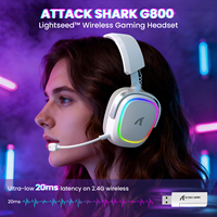 Auriculares Inalámbricos Attack Shark G800 BT 2.4G de Triple Modo con Iluminación RGB para Juegos de Computadora