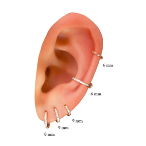 Orecchini a polsino alla moda placcati in argento con strass di cristallo, diametro interno 6 8 9 mm, gioielli unisex alla moda - Product Image 1