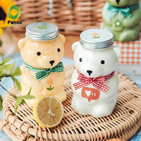 Kawaii Süße Saftflaschen mit Strohhalm Cartoon-Charakter Plastik-Bärenflaschen für Kinder Schulgetränk