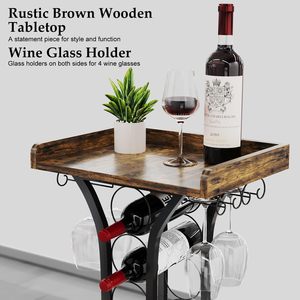 Estante de vino Independiente Superior de madera personalizado soporte de vino de mesa de bar con gabinete de licor para almacenamiento de muebles para el hogar - Product Image 2
