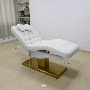 Mesa moderna de oro blanco para tratamiento de pestañas, silla eléctrica de masaje de belleza para salón de belleza Facial - Product Image 1
