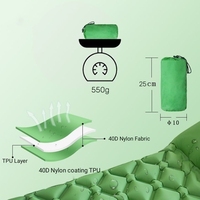 Matelas gonflable ultraléger pliable en nylon TPU Tapis de couchage imperméable pour le camping avec oreiller pour la randonnée pédestre