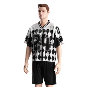 เสื้อฟุตบอลอเมริกันวินเทจพร้อมโลโก้และหมายเลขออกแบบเองได้ พร้อมผ้าระบายอากาศเย็นสบายสำหรับใส่ลำลอง - Product Image 2