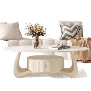 Table basse ovale Public Stacks avec plateau en plastique et tiroir de rangement pour salon et usage domestique - Product Image 5