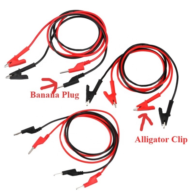 High Quality Double End Test Lead Wire Line Banana Plug Alligator Clip Silicone Test Wire Red Black for Multimeter DIY