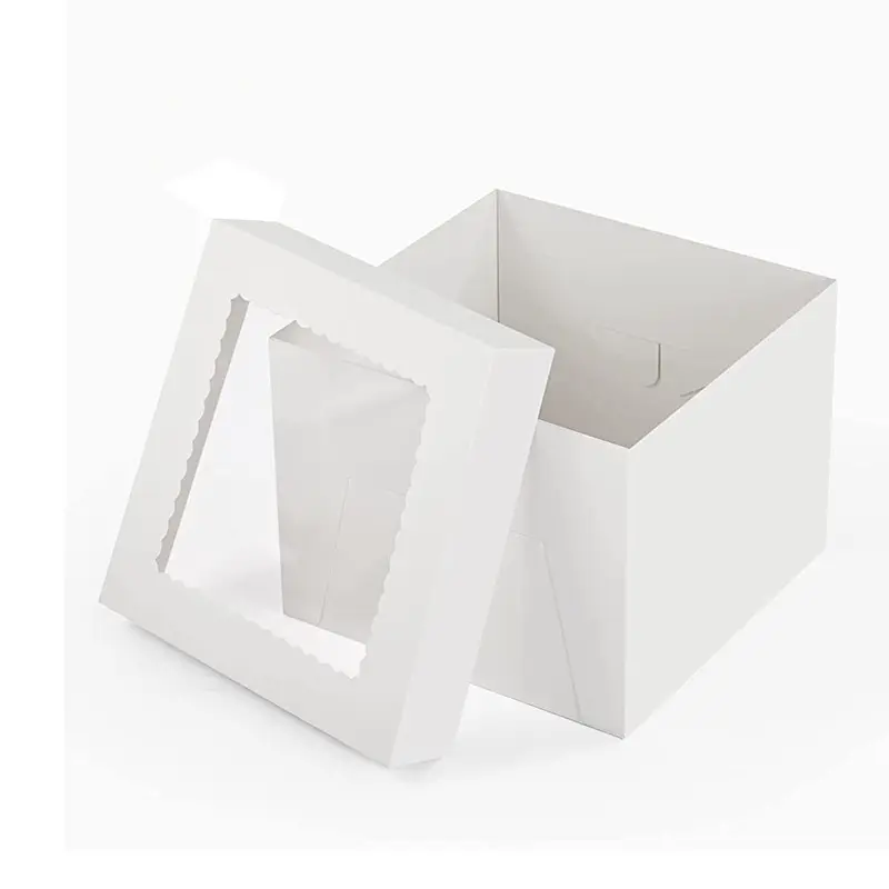 Groothandel 10X10X8 Inch Witte Bakkerij Doos Met Window Cake Boxes Met Cake Boards