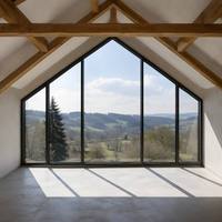 Ventana Triangular de Aluminio para Techo de Ático, Ventanas Triangulares Angulares Fijas de Aluminio para Exteriores, Doble Vidrio