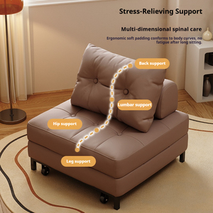 Mueble Multifuncional, Sofá Cama Individual <span class=keywords><strong>de</strong></span> Cuero, Sofá Cama Convertible Minimalista Italiano, Sillón Plegable - Product Image 5