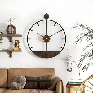Relógio de parede grande moderno minimalista, estilo espanhol, extra grande, redondo, de metal, moderno, arte de parede