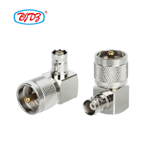 Adaptor Konektor Konverter RF Coaxial UHF <span class=keywords><strong>PL</strong></span>-259 Male ke BNC Female 90 Derajat, Bahan Kuningan, Pasokan Produsen - Product Image 2