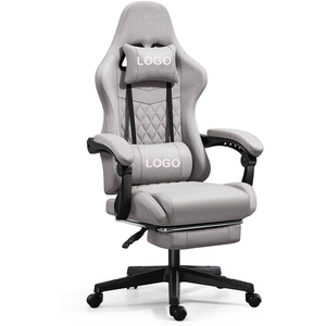 <span class=keywords><strong>Chaise</strong></span> de jeu ergonomique inclinable en tissu avec <span class=keywords><strong>coussin</strong></span> à ressorts et repose-pieds pour PC, bureau et gaming - Product Image 1
