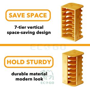 Organizador de <span class=keywords><strong>tapa</strong></span> de vaso de bambú de 7 niveles: optimice el almacenamiento del Gabinete de cocina para tapas de botellas de <span class=keywords><strong>agua</strong></span> y tazas de café - Product Image 6