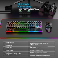RAIKU R905 Wireless Keyboard Mouse Combo 2.4G Rechargeable 7 Color Changing Mouse DPI Switch Floating Keycaps for Desktop Office