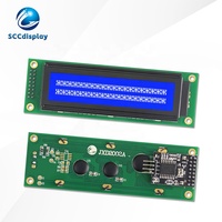 LCD Karakter Rusia JXD2002A-IIC STN Antarmuka IIC/I2C Negatif Biru dengan Lampu Latar 20*2 Modul Tampilan LCM Dot Matrix