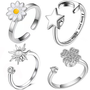 Custom Fashion Women's Zircon Adjustable <b>Ring</b> Valentine's Day Jewelry Accessory Spin <b>Stress</b> Relief <b>Ring</b> - Product Image 1