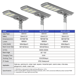 BOSUNソーラーパネル街路灯IP65屋外防水オールインワンソーラー街路灯2つの設置方法 - Product Image 2