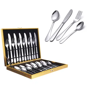 Cutlery Set With Box Wholesale Restaurant Hotel Cutlery Silverware Stainless Steel Flatware Set For Wedding With Gift Box Set