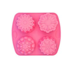 4 moules en silicone en forme de fleur pour gâteaux, idéaux pour les gâteaux de lune à la peau de glace du Festival de la Mi-Automne, moules à savon, outils de pâtisserie DIY - Product Image 1