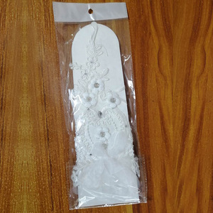 Gants d'étiquette de mariage nuptiale dentelle soluble dans l'eau en forme de fleur diamant crochet doigt longs gants de mariée - Product Image 2