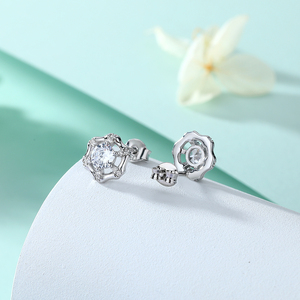 ต่างหูอินเทรนด์ต่างหูตัดเซอร์คอนสำหรับผู้หญิงต่างหูเม็ดเล็กชุบทองคำขาว925 - Product Image 4