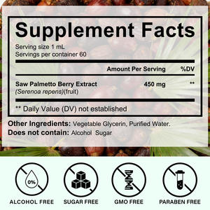 SOLOTREE En İyi Organik Testere Palmetosu Tentürü Kozmetik Sınıfı Saç Dökülmesi Testere Palmetosu Ekstresi Takviyesi Sıvı Damlalar Erkekler İçin - Product Image 2